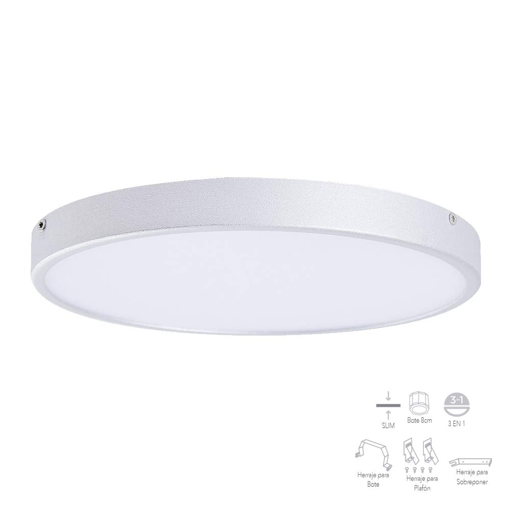 Tecnolite - Downlight LED Empotrable, Bote Integral 12 cm o Sobreponer 9 W, Luz de Día, No atenuable