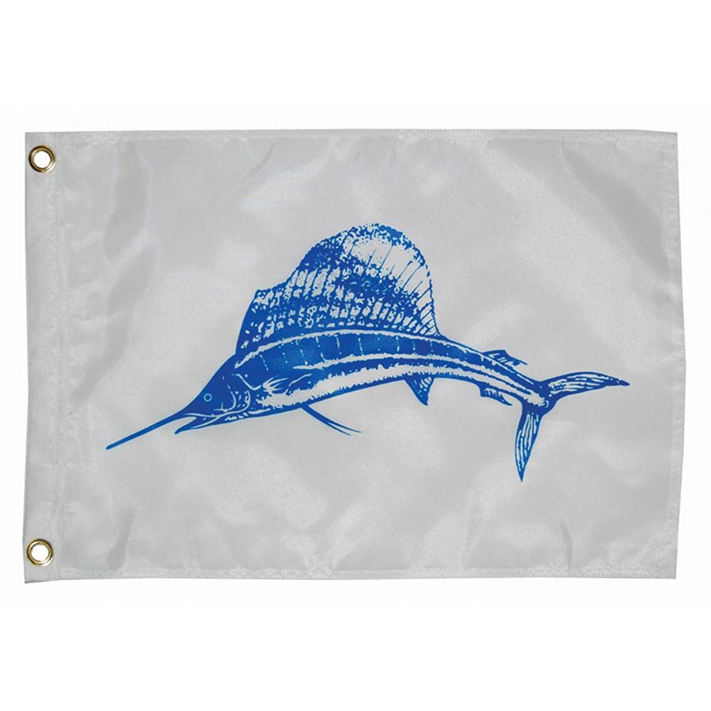 TaylorMade Products - Bandera de Pescador, banderín con Pescado, Nailon, 30.48 cm x 45.72 cm - Sailfish