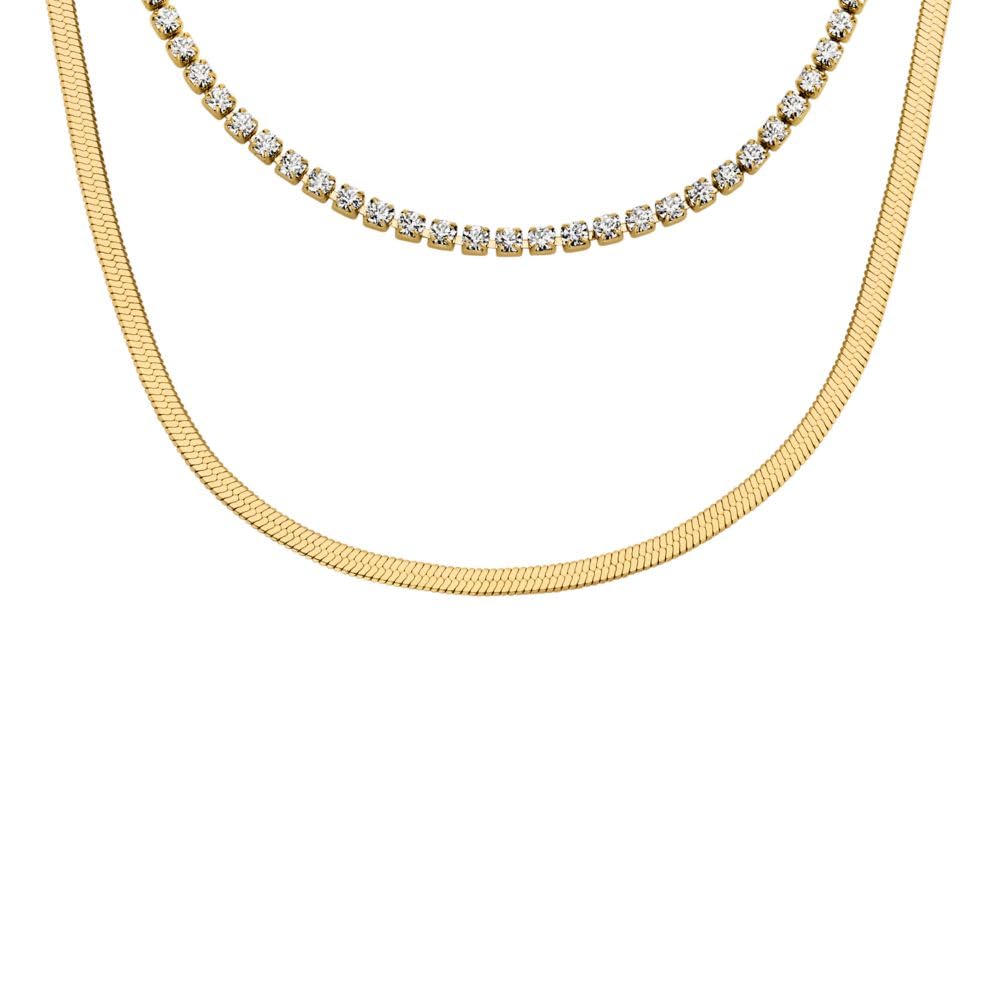 Collar Fossil JF04939710 Ellis de acero inoxidable en tono dorado para mujer