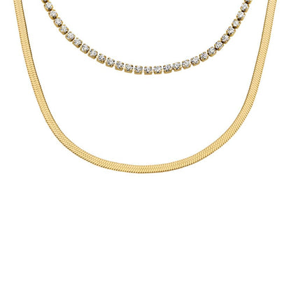 Collar Fossil JF04939710 Ellis de acero inoxidable en tono dorado para mujer