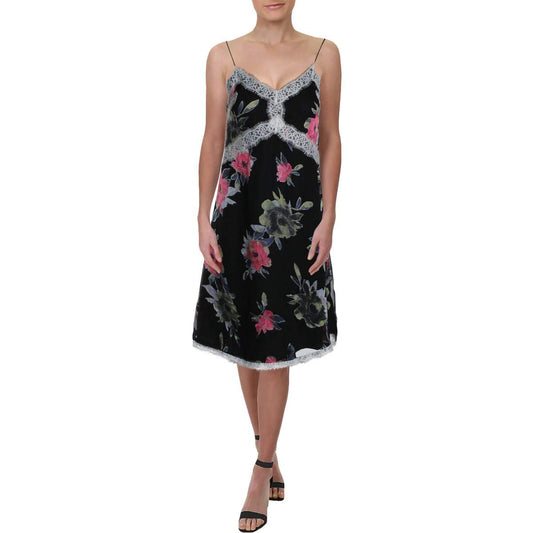 French Connection Strappy Jersey Lace Dress Vestido Informal Mujer