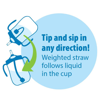 Dr. Brown's Milestones - Taza de entrenamiento con popote ponderada, 9 onzas/270 ml, azul oscuro, sin BPA, 6 m +