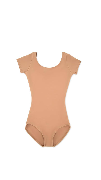 Capezio Team Basic Leotardo de Manga Corta - XS - Bronceado claro