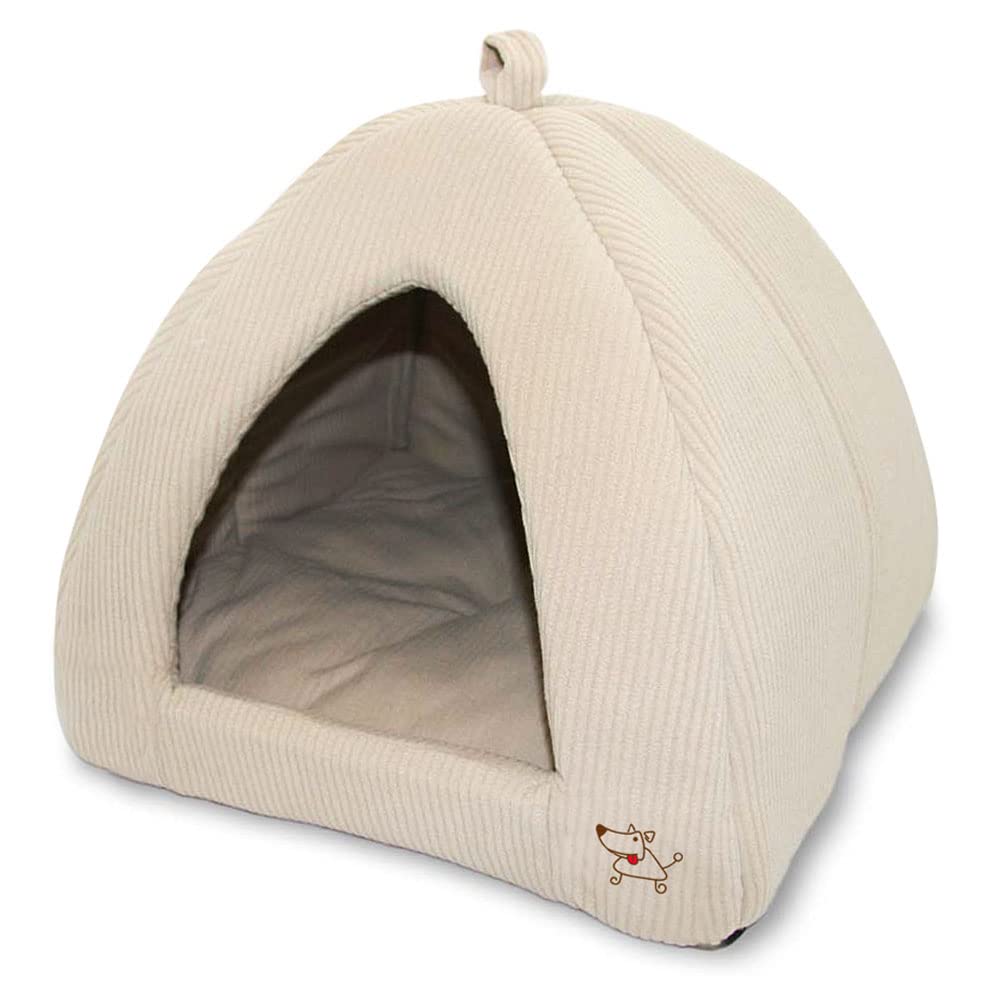 Best Pet Supplies Cama Tipo Tienda para Perro y Gato - Medium - Corduroy Beige