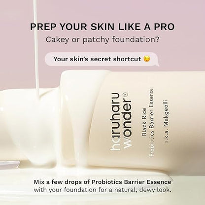 haruharu Wonder Black Rice Probiotics Barrier Essence, 4.05 fl.oz, Skin Flooding & Layering, Strengthens Skin Barrier, Moisturizes, Glowy Radiant Skin, Non-Comedogenic, Vegan Korean Skincare
