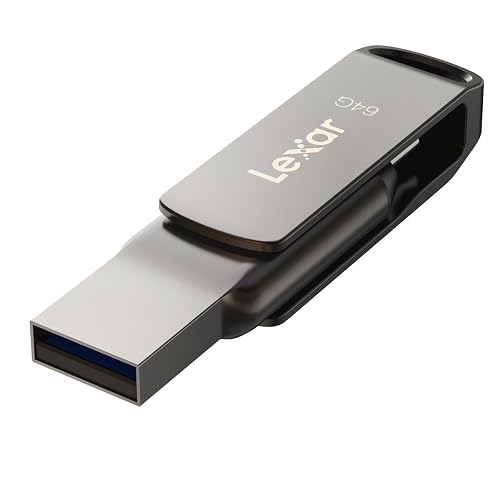 Lexar Unidad Dual JumpDrive D400 USB 3.1 Tipo C y Tipo A, hasta 130 MB/s de Lectura (LJDD400064G-BNQNU)