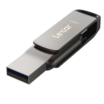 Lexar Unidad Dual JumpDrive D400 USB 3.1 Tipo C y Tipo A, hasta 130 MB/s de Lectura (LJDD400064G-BNQNU)