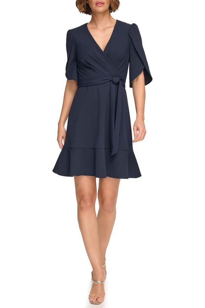 DKNY Vestido Envolvente sin Mangas con Logotipo para Mujer - marino - 6