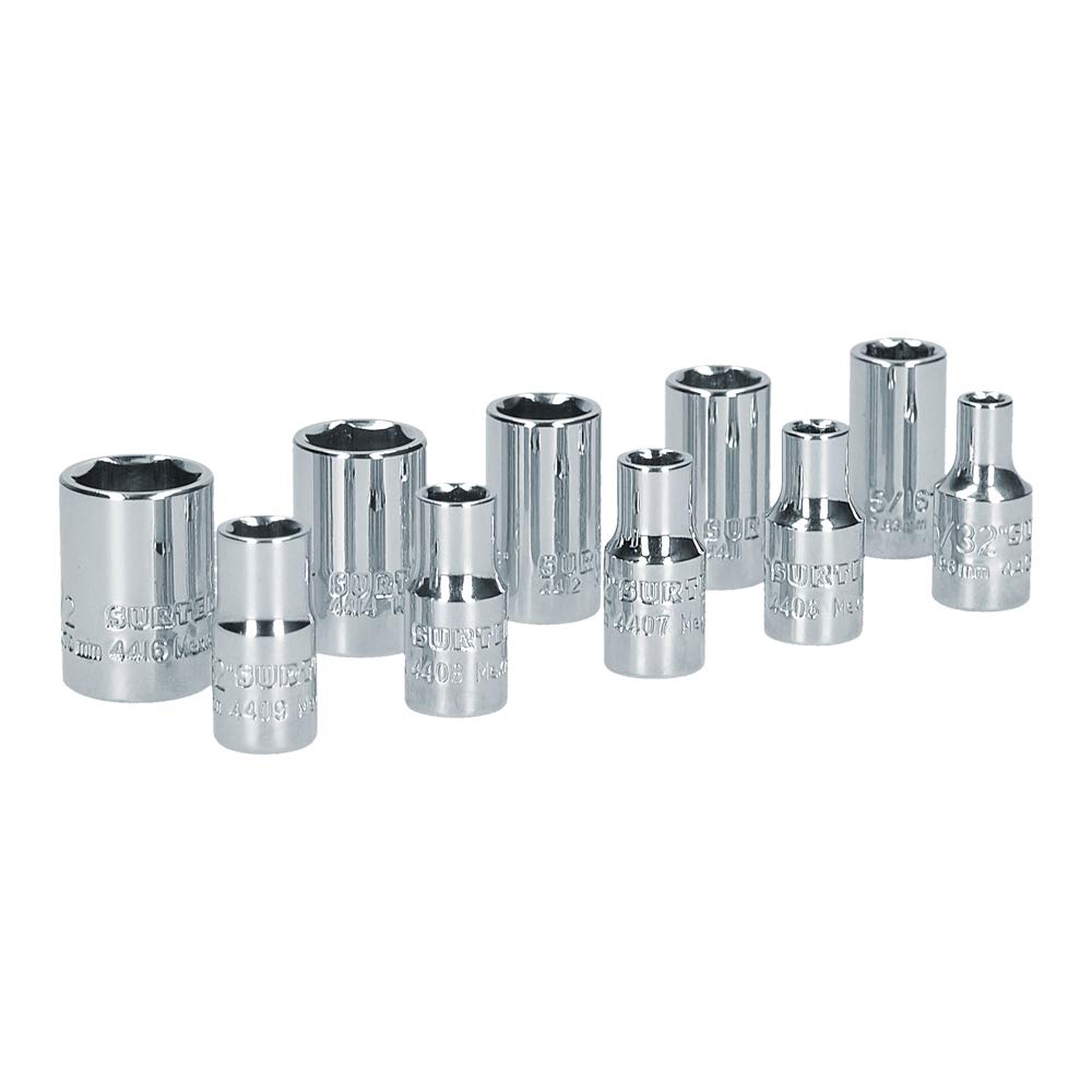 Surtek S05S Juego de 10 Dados en Pulgadas, 1/4"