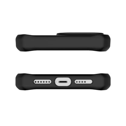 ItSkins Hybrid R Stand Funda con MagSafe Compatible con iPhone 15 Pro, Protección Caídas 3m, Soporte Plegable, Tecnología Antimicrobiana - Negro/Transparente