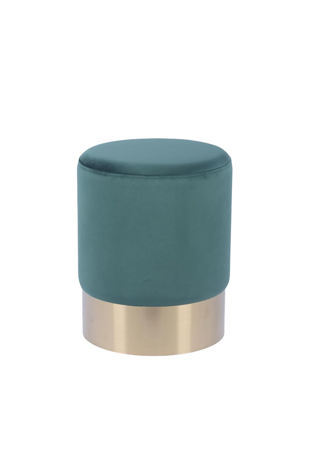 Sochic Taburete Cilíndrico Tapizado en Terciopelo Verde con Base de Acero Inoxidable en Acabado Dorado