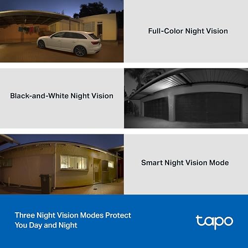 Tapo TC41, Cámara Wi-Fi de Seguridad Exterior, Resolución 3MP, Cobertura de 360°, Visión Nocturna Full-Color, Audio Bidireccional. Grabación en la Nube, Compatible con Alexa (Paquete de 2)