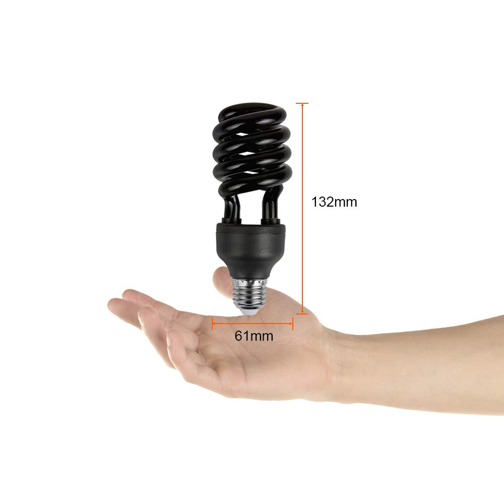 Tecnolite - Foco Espiral con Luz Negra Fluorescente Ultravioleta Efecto de Colores Neón para Discotecas o Ciclismo de Noche; No Atenuable. Potencia 20 Watts