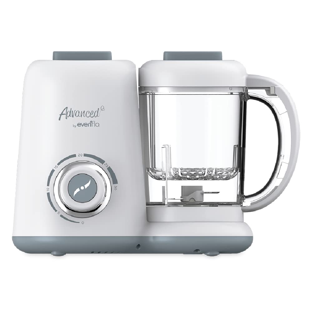 Advanced by Evenflo, Multiprocesador de Alimentos 4 en 1 para Bebés, Descongela, Cocina al Vapor, Licua y Esteriliza