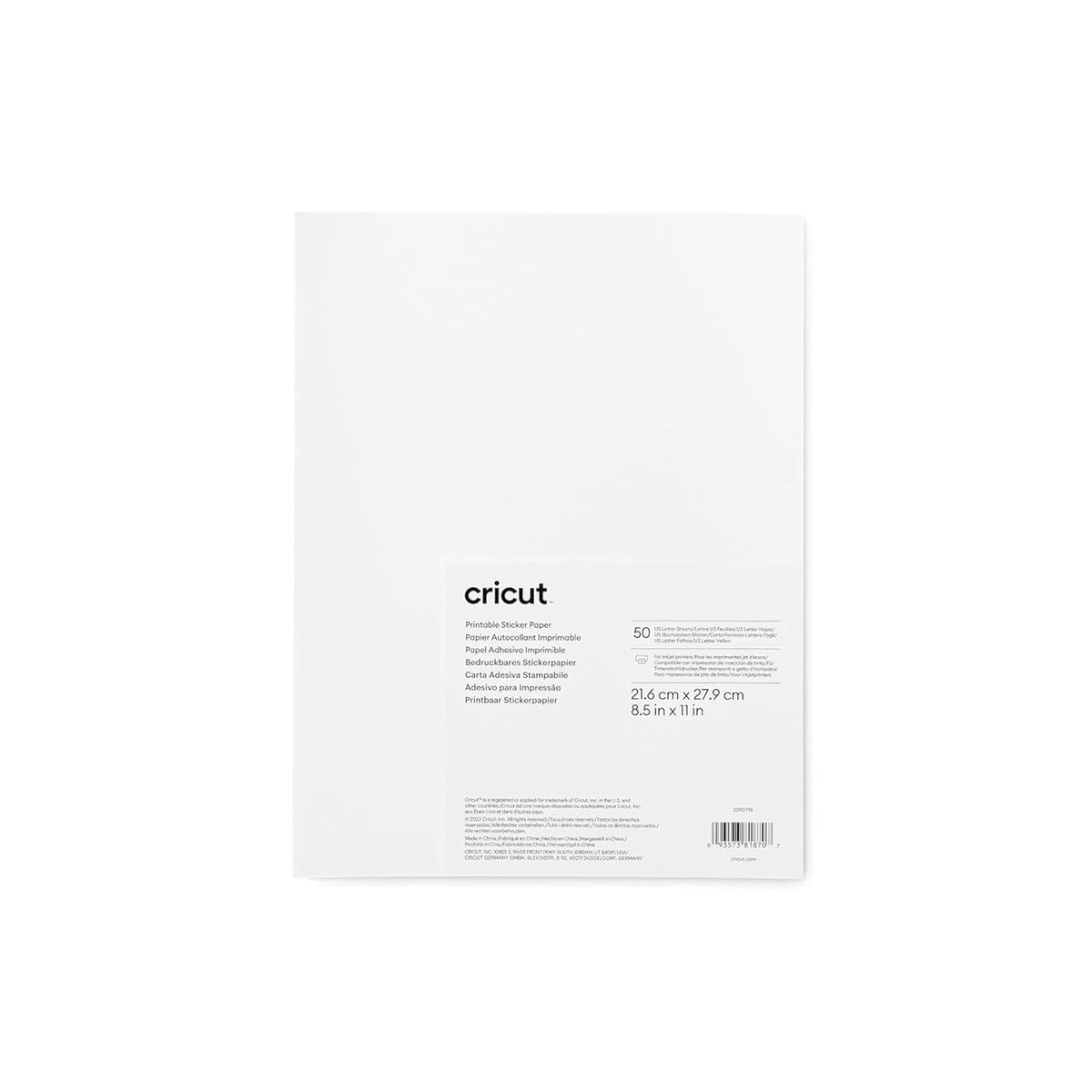 Cricut Papel Calcomanía Imprimible 50 Sheets | 50 unidades, tamaño carta EE. UU., 8.5 x 11 pulgadas