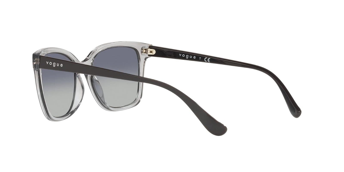 Vogue Eyewear Woman Sunglasses Transparent Grey Frame, Grey Gradient Dark Blue Lenses, 54MM