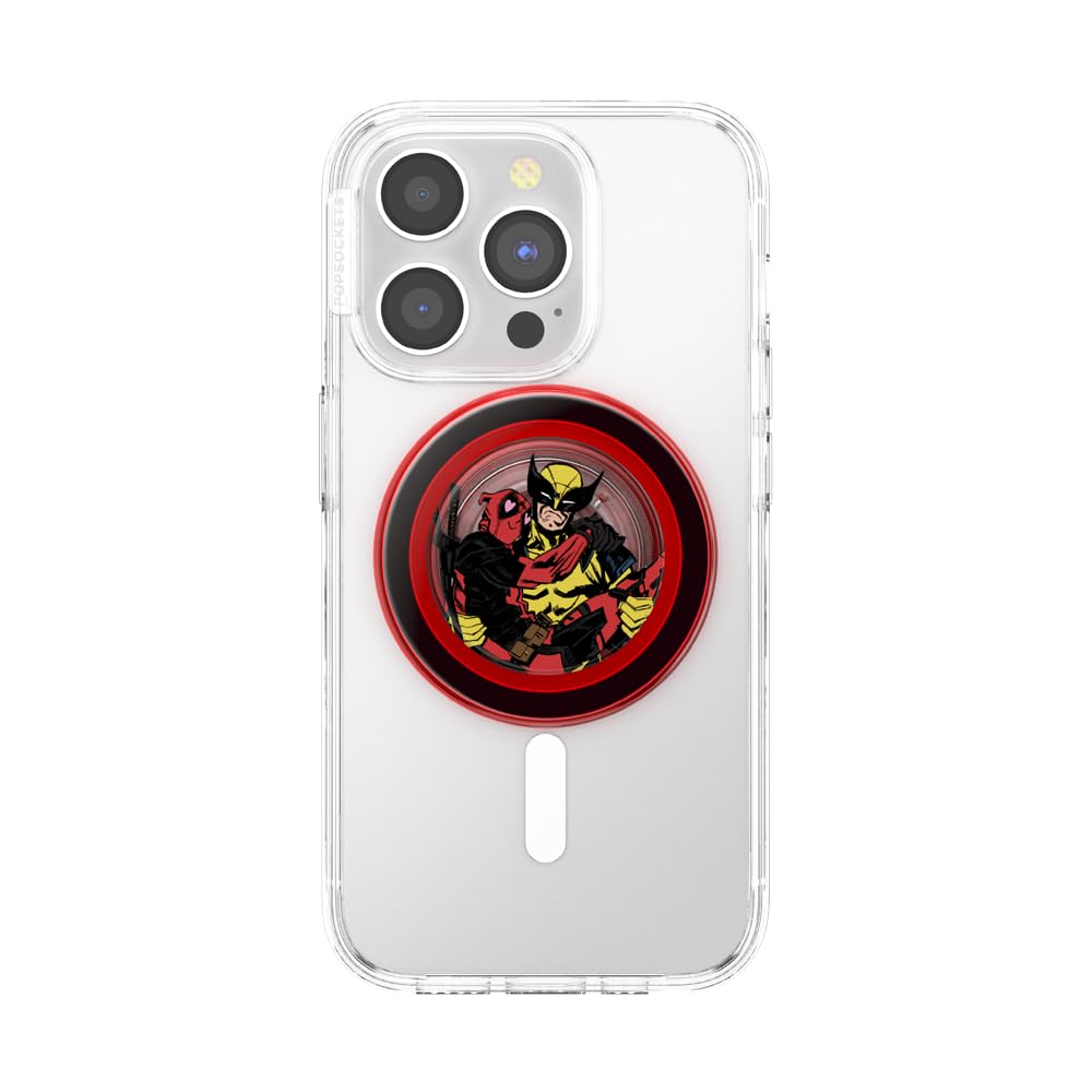 PopSockets - Agarre para teléfono MagSafe, Agarre y Soporte magnético Seguro para teléfono, Soporte Manos Libres, Compatible con Carga inalámbrica, Deadpool x Wolverine, Deadpool & Wolverine