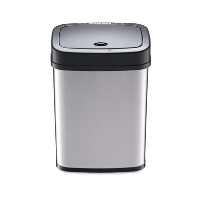 Ninestars DZT-12 – 5 Dormitorio o baño automático sin contacto con sensor de movimiento por infrarrojos, 11.4 l, base de acero inoxidable (rectángulo, tapa negra)