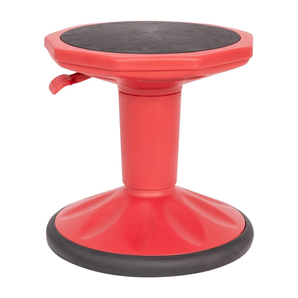 Flash Furniture Carter - Taburete de Aprendizaje Activo de Altura Ajustable para aulas, Taburete oscilante sin Respaldo con Giro de 360 Grados, 14 a 18 Pulgadas de Alto, Rojo