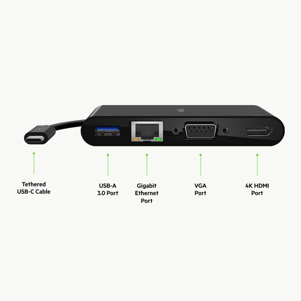 Belkin AVC004btBK Adaptador Multimedia + Carga USB-C (100 W), Negro