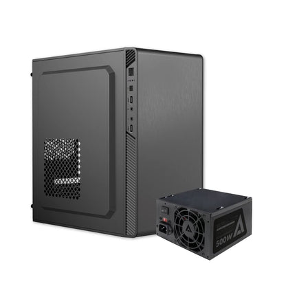 Acteck Gabinete Micro Torre Performance II GI215 / MAX MB M-ATX Fuente ATX Plus 500w / 2xUSB 2.0 / Full Metalico + Frente Solido/Negro