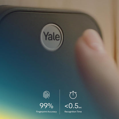 Yale Security Lock 2 Touch, cerradura biométrica de puerta con teclado y huella dactilar negra con código o huella dactilar (sin Wi-Fi), YRD420-F-BLE-BSP