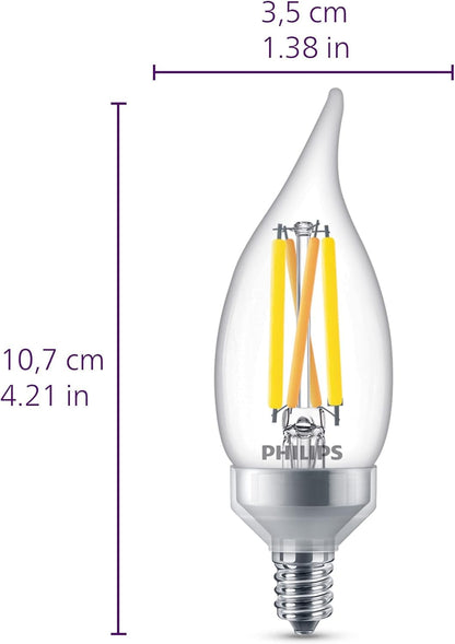 3 Focos Philips LED Vela BA11 6.6W Luz Cálida
