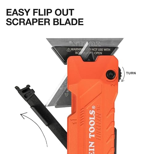 Klein Tools 44306 Navaja multiusos/rascador FLICKBLADE 2 en 1 con almacenamiento de cuchillas