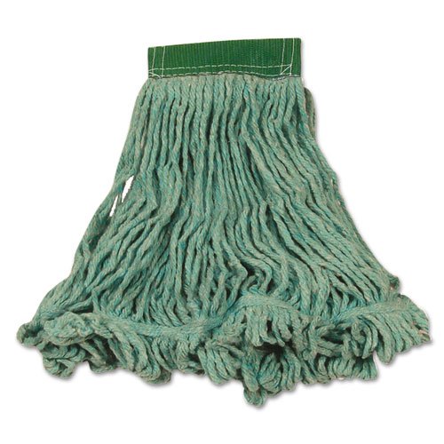 Rubbermaid Commercial Products Super Stitch – Mopa Piso Repuesto de Trapeador de Algodón y Sintético, Mechudo Industrial de Uso Rudo, 560 g (20 oz), Verde FGD21206GR00
