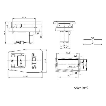 POWERTEC Interruptor de paleta de doble voltaje de 120 V/230 V, 3 HP, paleta de rodilla para herramientas eléctricas, apagado rápido con tornillos para instalación de caja de pandillas. Se adapta a