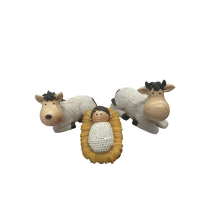 Running Decora | Nacimiento | Blanco, Dorado y Colores | Adornos Navideños | 10 Piezas | 13 cm