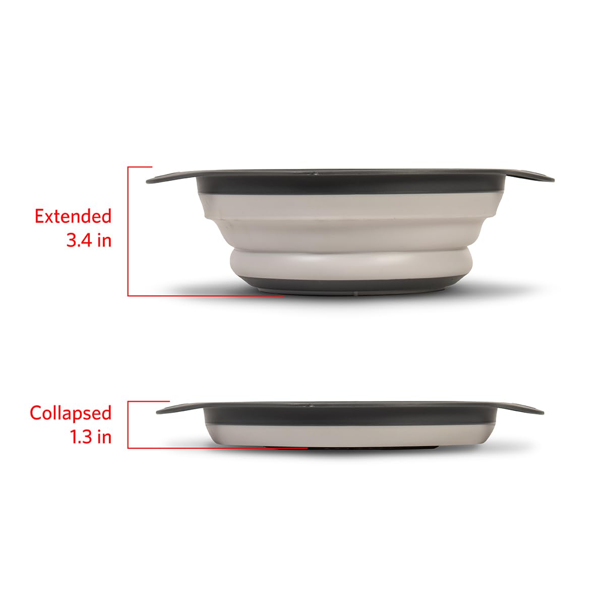 Glad Colador plegable – 2L | Escurridor de pasta pequeño para cocina, verduras y frutas | Cesta redonda plegable de plástico para un fácil almacenamiento, gris