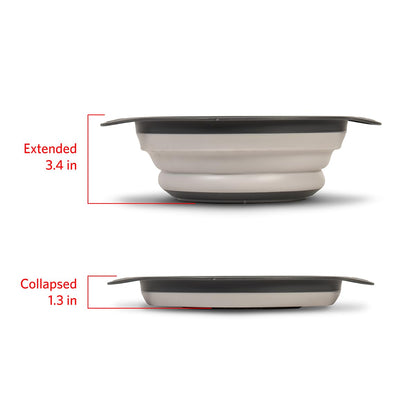 Glad Colador plegable – 2L | Escurridor de pasta pequeño para cocina, verduras y frutas | Cesta redonda plegable de plástico para un fácil almacenamiento, gris