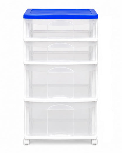 Italhome Cajonera De Plástico, Cajonera Organizador Multiusos Con 4 Cajones Grandes Transparentes Tor