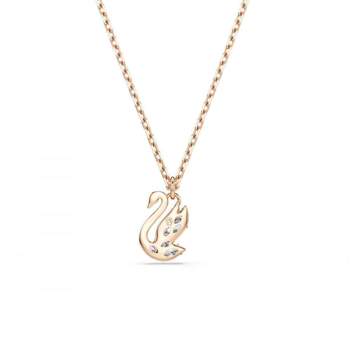 Swarovski Colección Swan, corte mixto, cisne, blanco, chapado en oro rosa