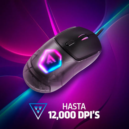 GAME FACTOR MOG530-BK Mouse Gamer, Sensor Pixart 3327, 12000 dpi, RGB, 3 Carcasas Intercambiables, Cable 1.8m, 10M Clics, Polling Rate 1000Hz, Ideal para Juegos PC Color Negro