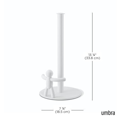 Umbra Buddy - Toallero de Papel, Color Blanco | Se adapta a rollos de toallas de papel estándar, encimera de cocina, baño, uso de oficina