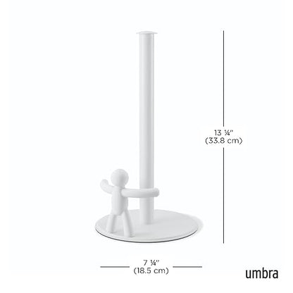 Umbra Buddy - Toallero de Papel, Color Blanco | Se adapta a rollos de toallas de papel estándar, encimera de cocina, baño, uso de oficina
