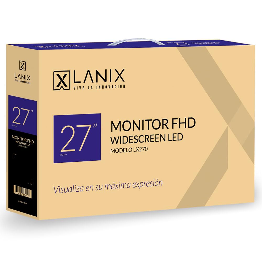 Lanix Monitor LX270 v9, 27 Pulgadas, Full HD 1080p, 75Hz, Panel IPS, FreeSync, HDMI/VGA, VESA 100x100, Negro