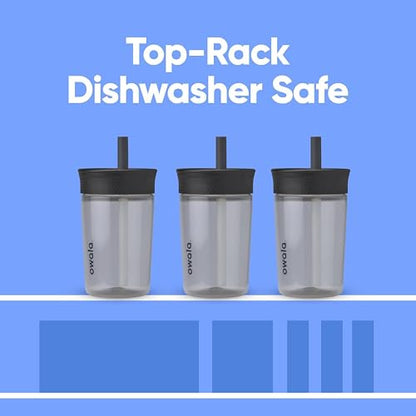 Owala Vaso de Plástico Sin BPA 15 oz | Negro y Gris, Popote Flexible Resistente a Derrames, Fácil de Limpiar, Apto para Lavaplatos, Ideal para Viajes