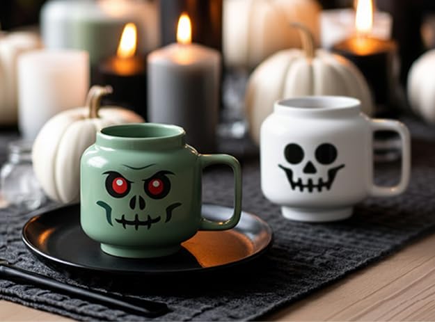 Room Copenhagen - Taza de cerámica con esqueleto verde lego, tamaño pequeño, 8 onzas