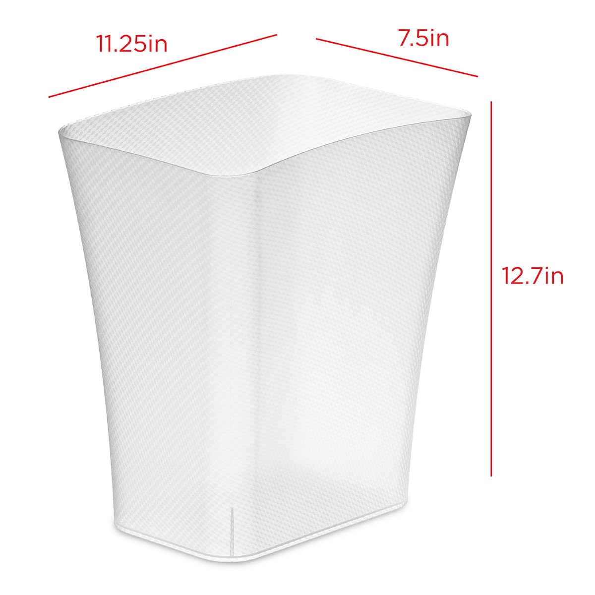 CLOROX Textura - Papelera delgada – Cesta de basura pequeña de 3.1 galones para espacios estrechos, cubeta de basura de plástico delgado para baño, recámara u oficina, escarcha transparente