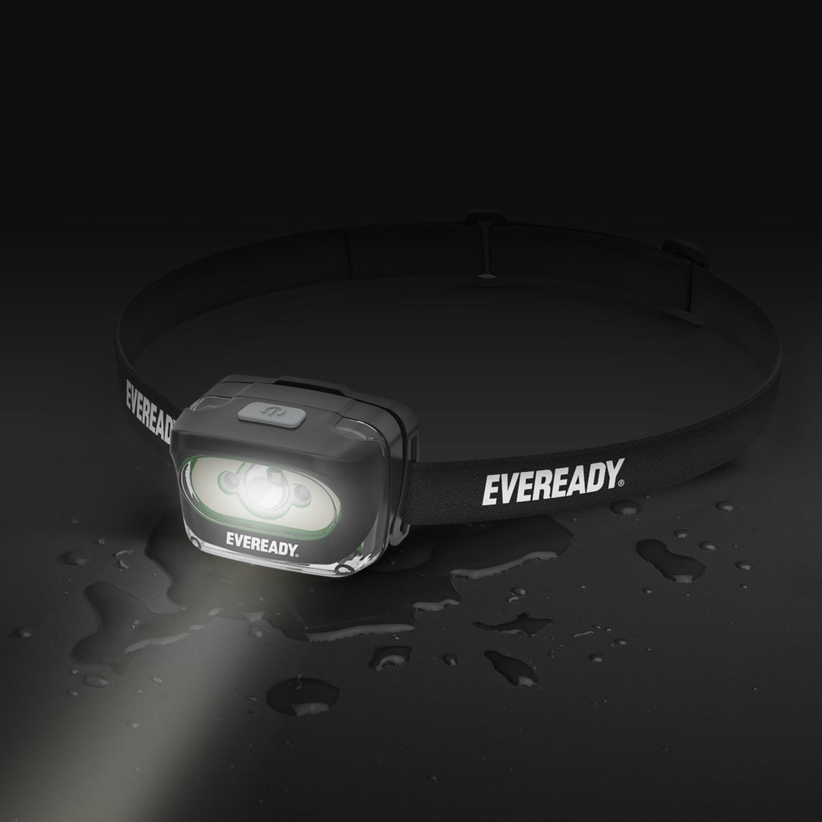Eveready Value - Linterna Frontal Recargable IPX4, Resistente al Agua, Lente irrompible, luz LED para Exteriores y de Emergencia, Cable USB Incluido, Negro