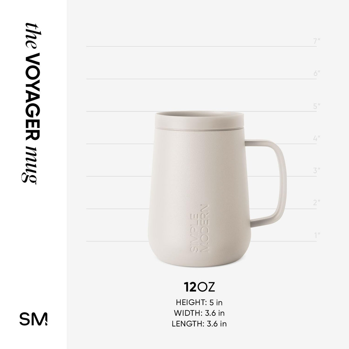 Simple Modern Taza de Café para Viajes con Asa, Vaso Térmico de Café de Acero Inoxidable con Taza para Té, Regalos para Mujeres y Hombres, Voyager Colección, 350ml, Almond Birch