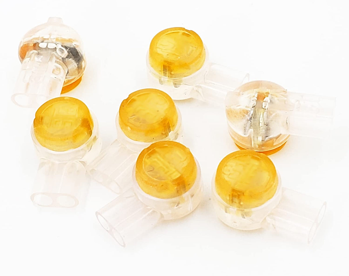IDEAL Electrical 86-955 IDC UY2 Conector de empalme a tope, conectores de 3 cables para cable de cobre sólido de un solo conductor de 19-26 AWG, amarillo, (paquete de 100)