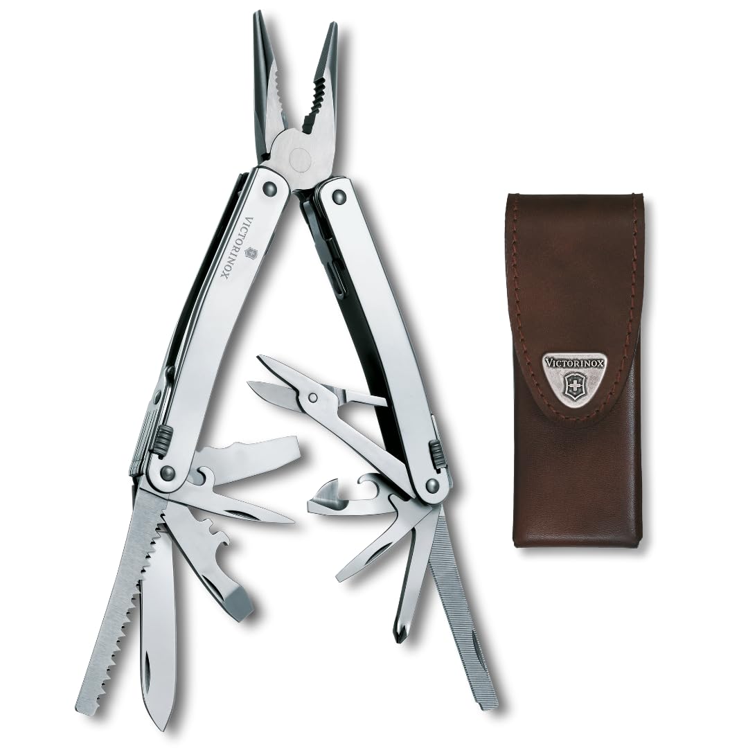 Victorinox Swisstool Spirit X, 24 Usos, Funda de Piel - Gris