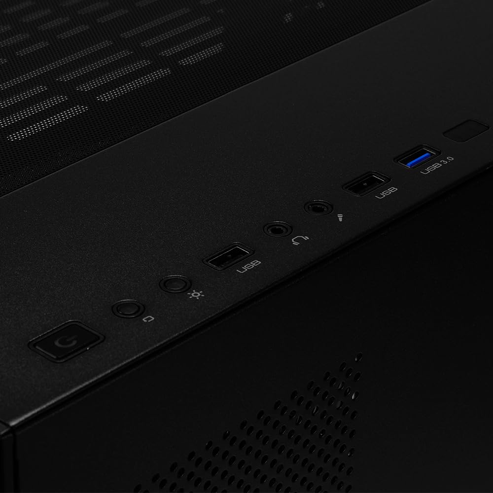 GAME FACTOR Gabinete Gamer Micro ATX Csg700 hasta 10 Ventiladores Vidrio Templado Filtro De Polvo Negro
