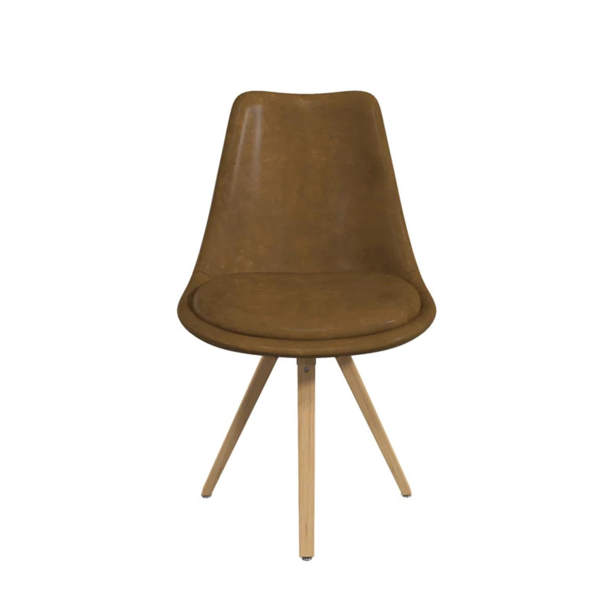 Sochic Silla Helsinki de Comedor con Asiento Acolchado en Vinipiel Café y Patas de Madera de Haya