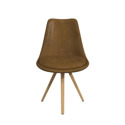 Sochic Silla Helsinki de Comedor con Asiento Acolchado en Vinipiel Café y Patas de Madera de Haya