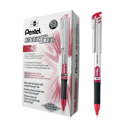 Pentel EnerGel Bolígrafo de Gel Líquido Punta de Aguja 0.5mm, Caja 12 - Rojo - 12 Unidad (Paquete de 1) - 0.7 mm